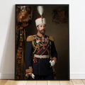Framed historical portrait print of a royal man in ceremonial navy uniform